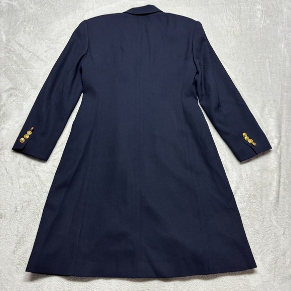 VTG Lauren Ralph Lauren Women's 4 Wool Coat Navy Blue Crest Gold Buttons USA - Picture 2 of 13